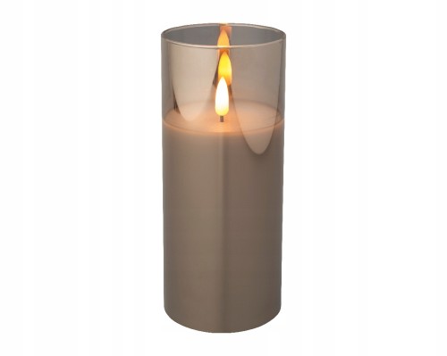 Świeczka w szkle LED ozdobna szara 17,5 cm