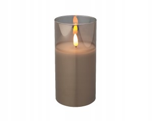 Świeczka w szkle LED ozdobna szara 15 cm