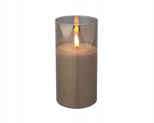 Świeczka w szkle LED ozdobna szara 15 cm