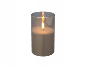 Świeczka w szkle LED ozdobna szara 12,5 cm