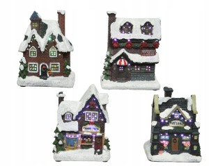 Figurka świąteczna LED dekoracyjna domek 12 cm