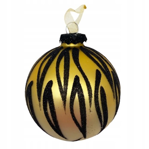 Bombka na choinkę szklana czarno-złota 8 cm