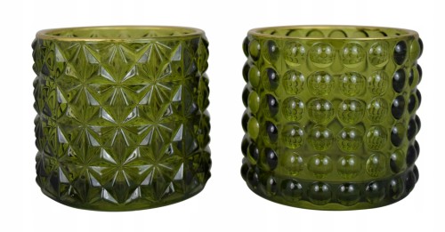 Świecznik świąteczny na tealight ozdobny zielony 8 cm
