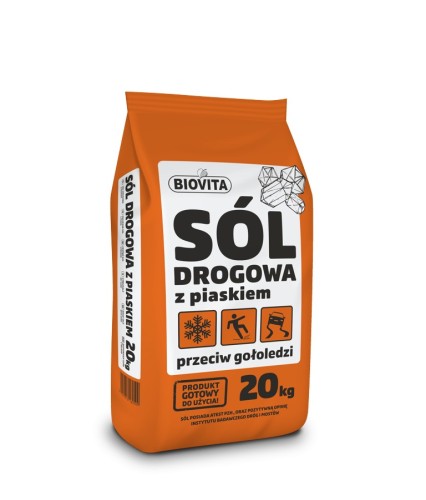 Sól drogowa z piaskiem przeciw gołoledzi Biovita 20 kg