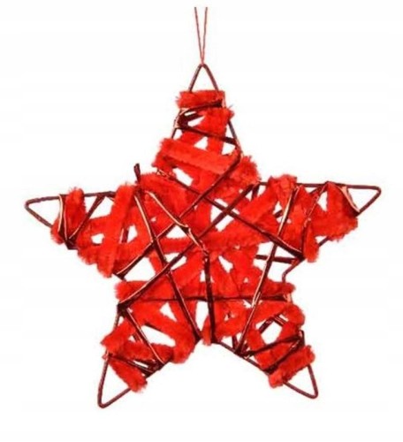 Zawieszka na choinkę gwiazda czerwona 15 cm