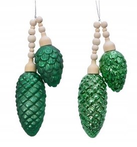 Zawieszka na choinkę zielone szyszki 2 szt.