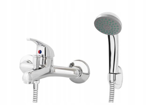 Bateria wannowa ścienna z prysznicem chrom Asti