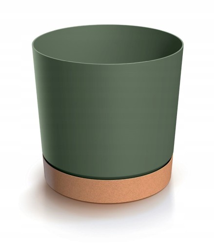 Doniczka z podstawką okrągła zielona Tubo 10,8 cm
