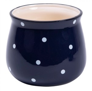 Osłonka ceramiczna retro granatowa w kropki 13 cm