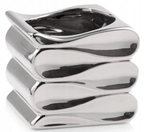 Osłonka na doniczkę srebrna ceramiczna glamour 15 cm