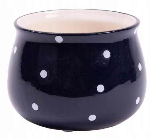 Osłonka ceramiczna retro granatowa w kropki 11,5 cm