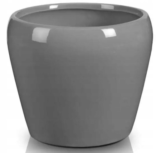 Osłonka ceramiczna szara na kwiaty 12,5 cm