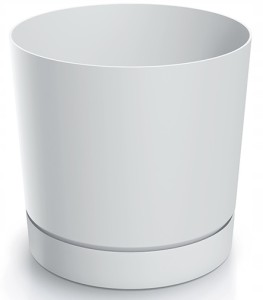 Doniczka z podstawką biała plastikowa 19 cm Tubo