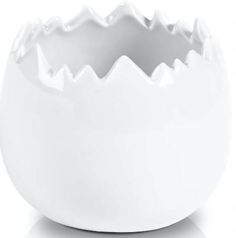 Osłonka ceramiczna wielkanocna biała skorupka 13x11 cm