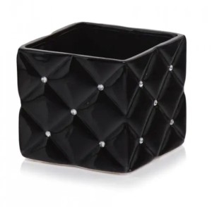 Osłonka ceramiczna czarna kwadratowa glamour 14 cm