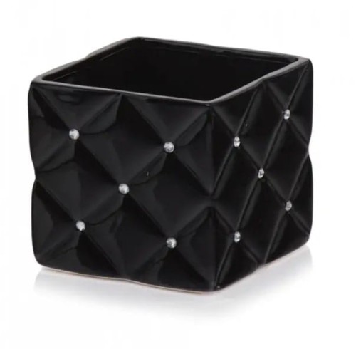 Osłonka ceramiczna czarna kwadratowa glamour 14 cm