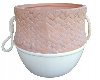 Osłonka ceramiczna biała gliniana boho 13 cm