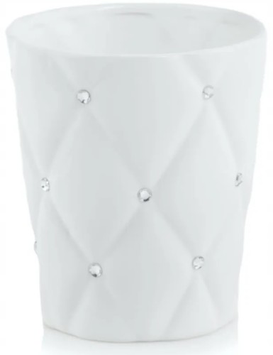 Doniczka ceramiczna glamour biała cyrkonie 14 cm