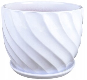 Doniczka ceramiczna z podstawką biała 18 cm