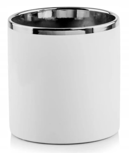 Osłonka ceramiczna biało-srebrna cylinder 16 cm