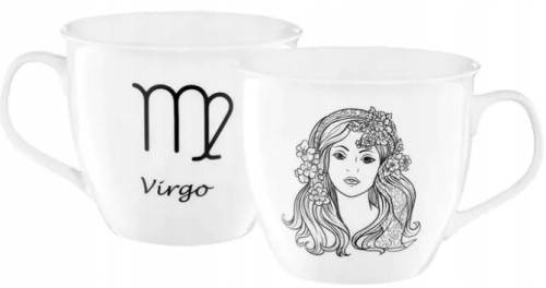 Kubek porcelanowy biały wzór panna 550 ml Zodiac