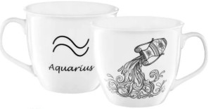 Kubek zodiak wodnik porcelanowy biały 550 ml