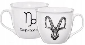 Kubek zodiak porcelanowy koziorożec biały 550 ml