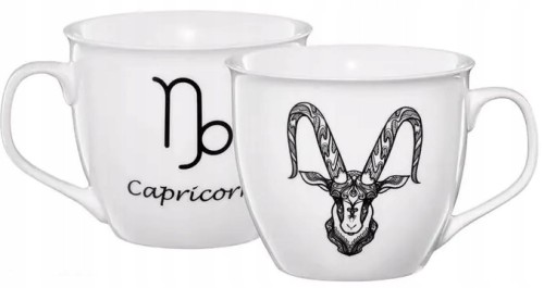 Kubek zodiak porcelanowy koziorożec biały 550 ml
