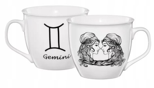 Kubek zodiak bliźnięta porcelanowy biały 550 ml
