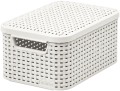 Koszyk z pokrywką rattan kremowy 28,5 x 19,4 cm