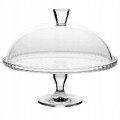 Patera z kloszem na nóżce szklana 32 cm