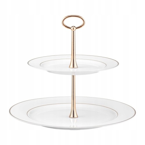 Patera na ciasto dwupoziomowa biała porcelanowa 23 cm