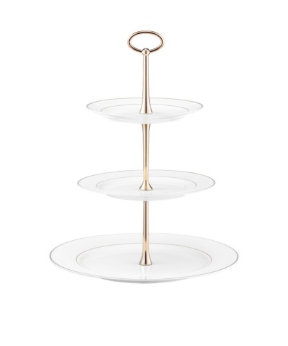 Patera na ciasto trzypoziomowa biała porcelanowa 34 cm