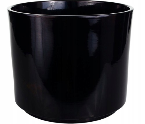 Osłonka ceramiczna na doniczkę czarna 16 cm