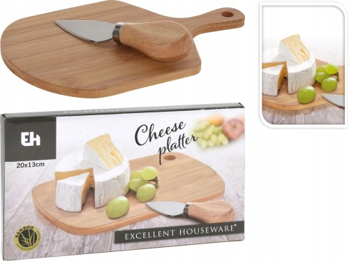 Deska bambusowa do serwowania serów z nożem 12 x 20 cm