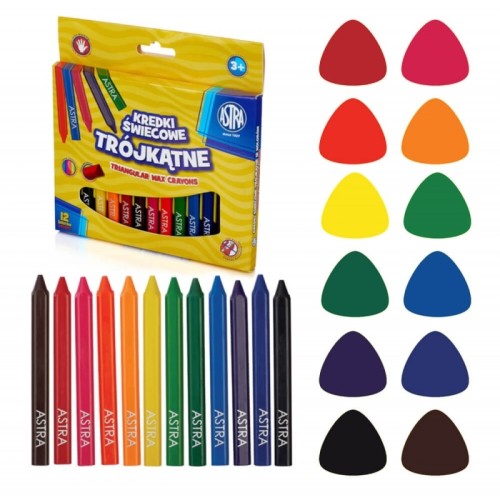 Kredki woskowe trójkątne do szkoły 12 szt