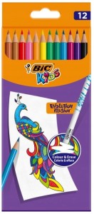 Kredki ołówkowe ścieralne z gumką 12 kolorów