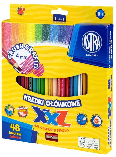 Kredki ołówkowe gruby grafit 48 kolorów