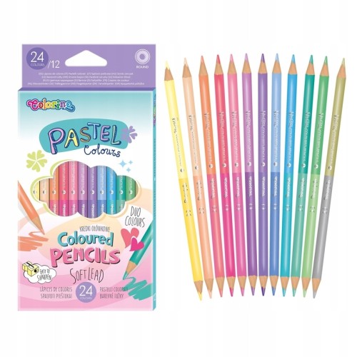 Colorino Kredki ołówkowe dwustronne pastelowe 24 kolory