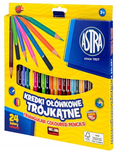 Kredki ołówkowe trójkątne 24 kolory