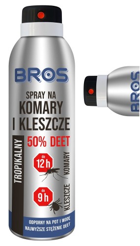 Spray na komary meszki i kleszcze BROS 50% DEET 180ml