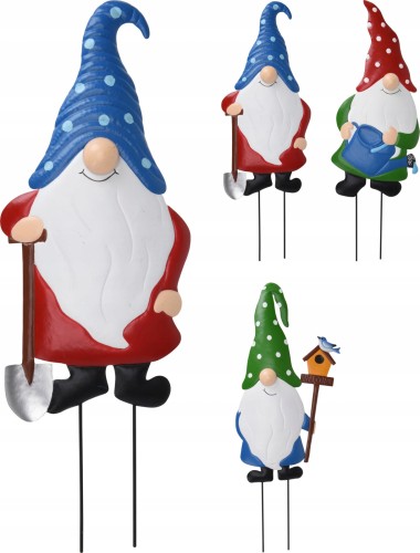 Krasnal na patyku dekoracja do ogrodu 64 cm