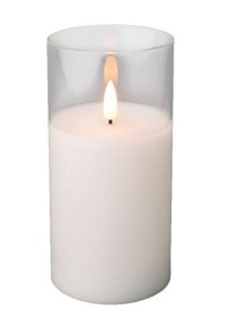 Świeczka w szkle LED ozdobna biała 15 cm
