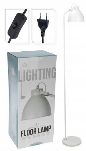 Lampa podłogowa metalowa biała loft 155 cm