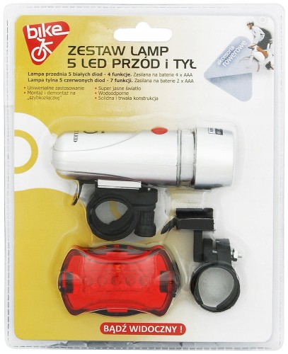 Zestaw lamp rowerowych przód i tył 5 LED