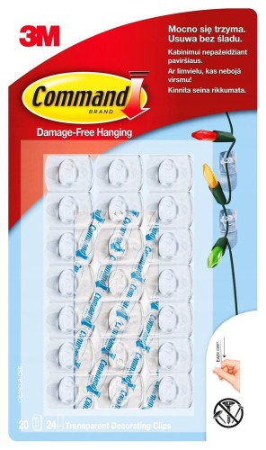 Haczyki samoprzylepne przezroczyste Command 20 szt