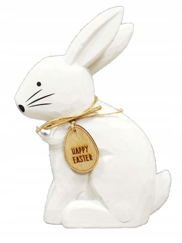Zając wielkanocny z zawieszką biały 26,5 cm