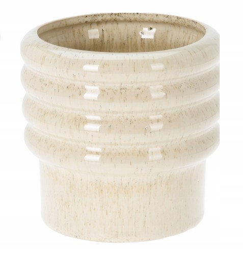 Osłonka ceramiczna na doniczkę beżowa 14 x 13 cm