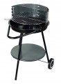 Grill okrągły węglowy z rożnem na kółkami 50 cm