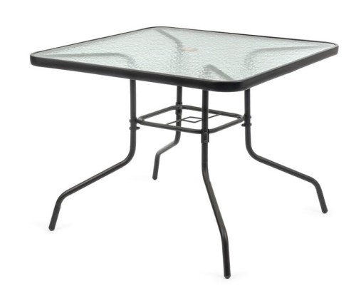 Stół ogrodowy szklany metalowy 90x90 cm Jupiter